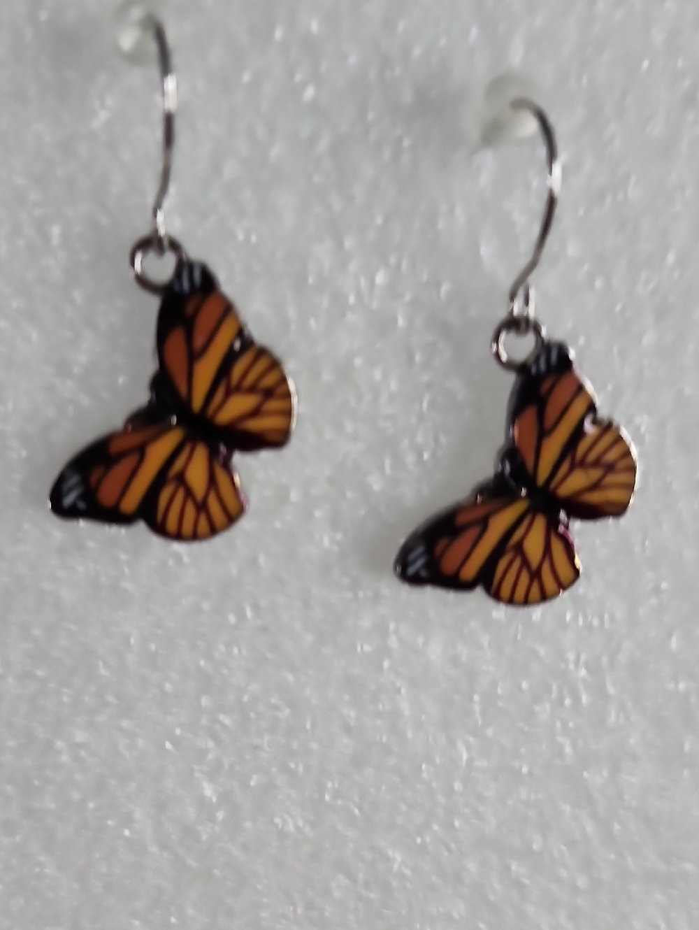 Hand Crafted Orange and Black Butterfly Dangle Earrings